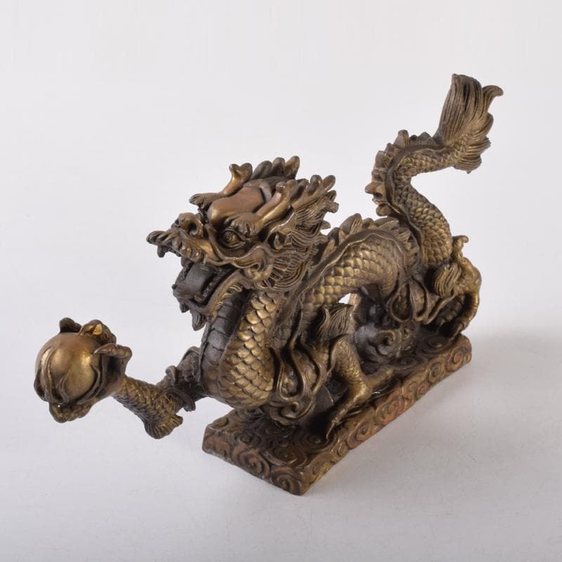 中国　古銅鍍金　龍　置物　重さ約2㎏　V　7063