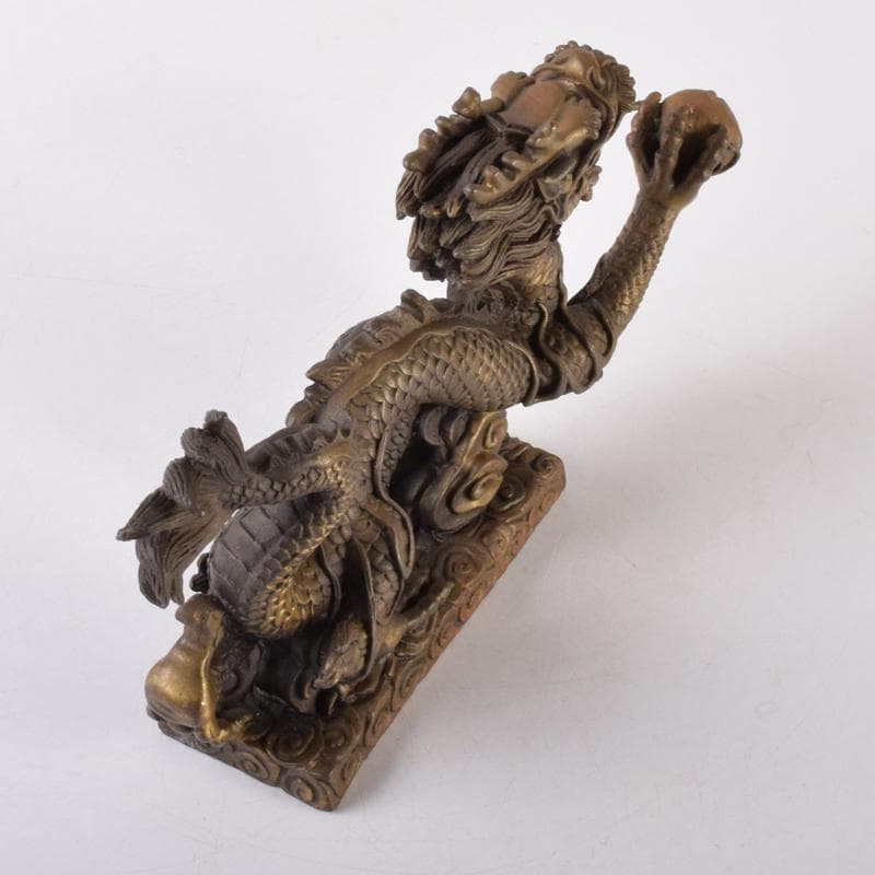 中国　古銅鍍金　龍　置物　重さ約2㎏　V　7063