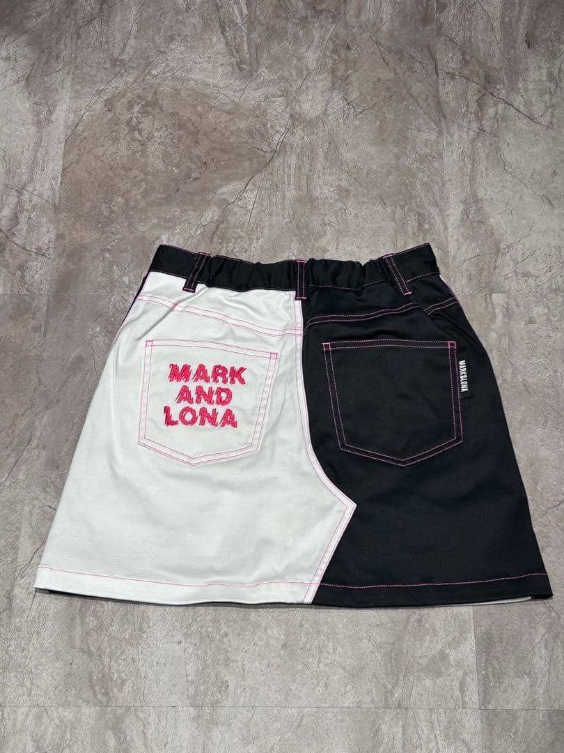 新品 MARK&LONA インナー付きスカート バイカラー ホワイトブラック