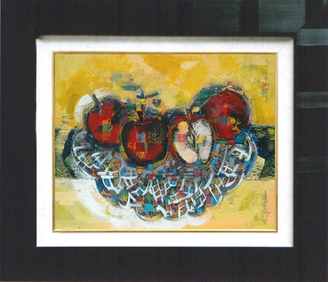 油絵 菅家令子 絵 絵画 インテリア 額付(白) uF6-060110 果物