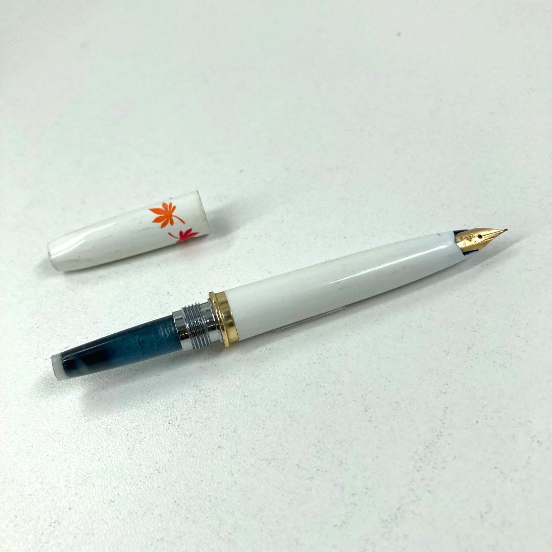 プラチナ Platinum 万年筆 ビンテージ 昭和レトロ ホワイト 14K