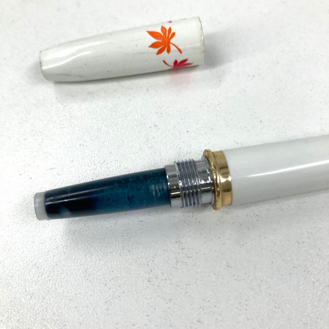 プラチナ Platinum 万年筆 ビンテージ 昭和レトロ ホワイト 14K