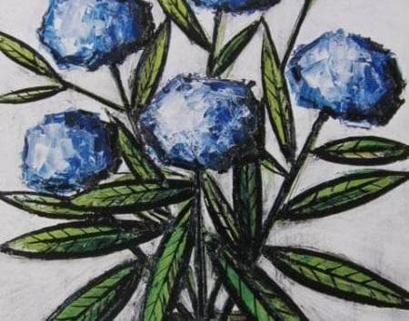 ベルナール・ビュッフェ「Hortensias bleus」希少画集の額装画