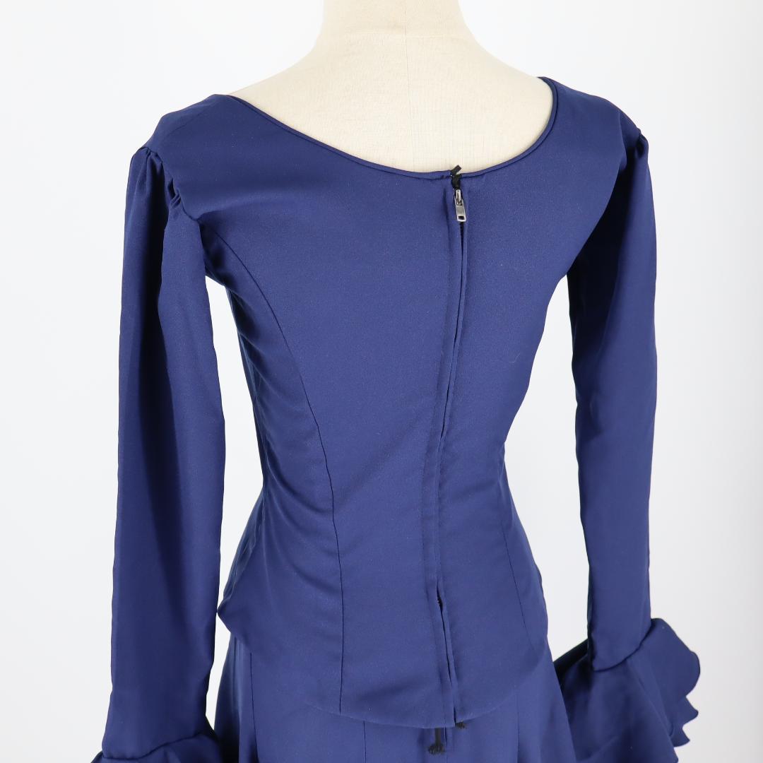 【美品 フラメンコ衣装】ネイビー ブラウス ファルダ シージョ セット