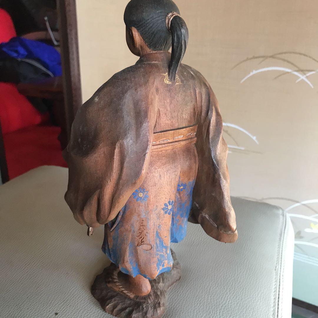 値下げ　木彫　小楠公御学行時像　楠正成像作者読めません