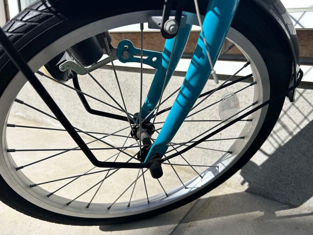 折りたたみ自転車 青 バスケット付き