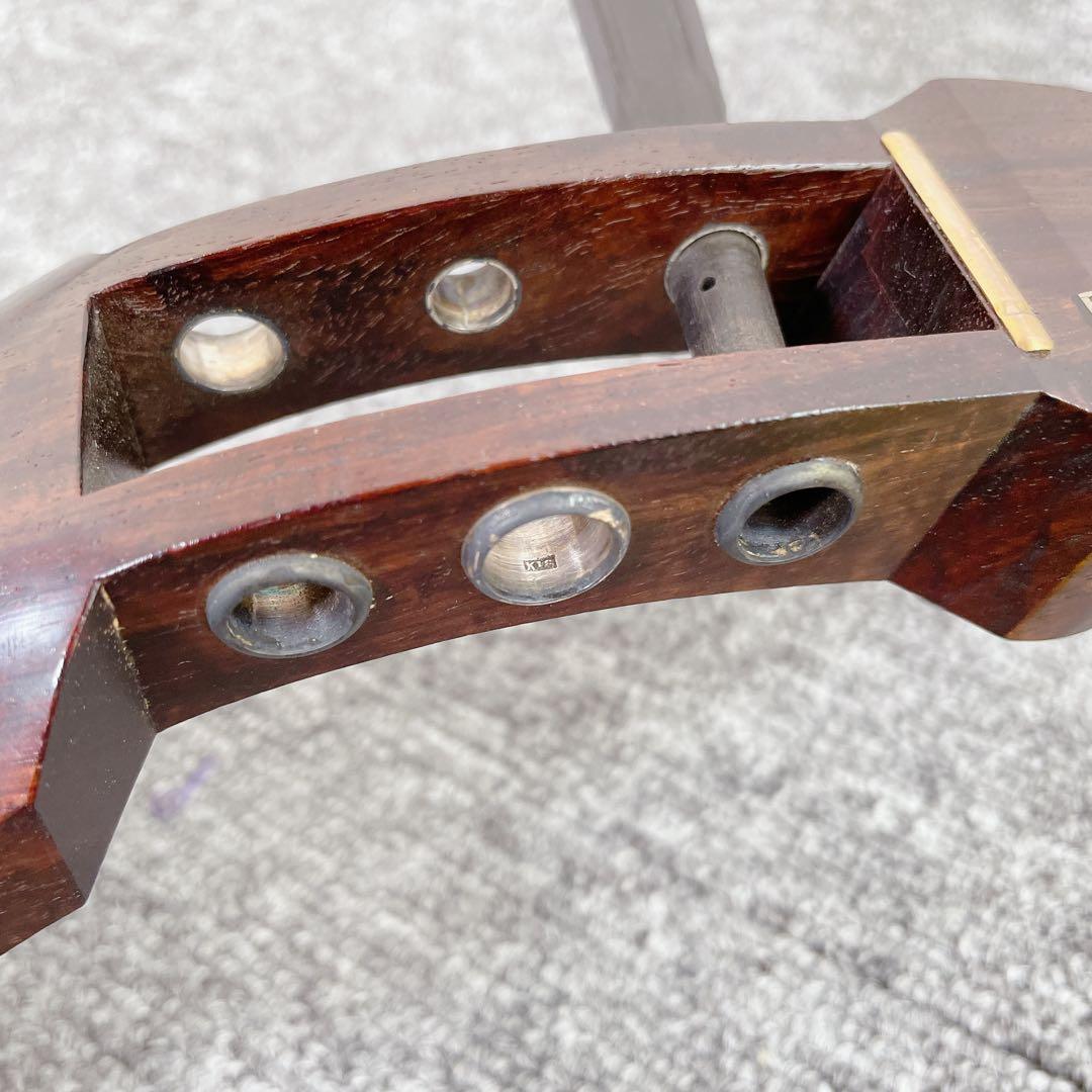 三味線 18K 金細 細棹 紅木 綾杉胴 犬皮 一本溝 東さわり