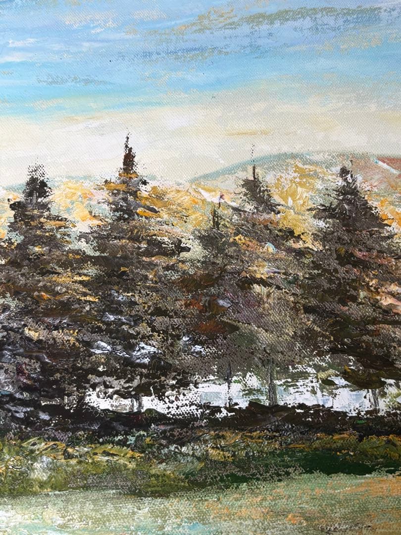 青木一男作　F6 風景画／油絵　絵画　油彩