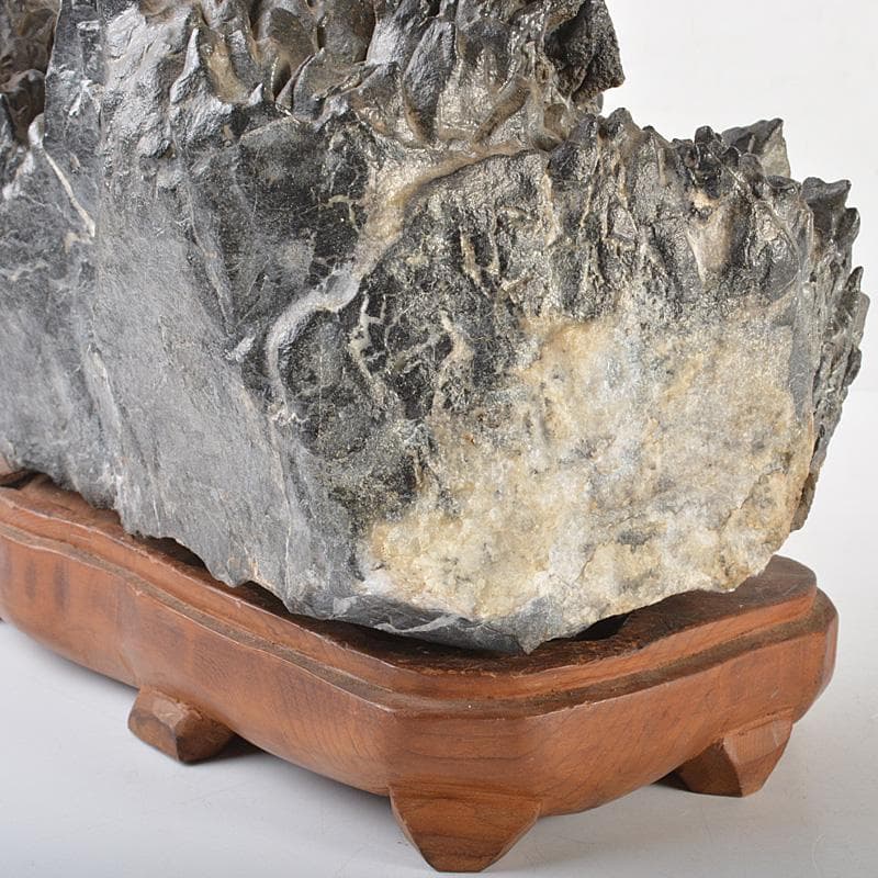 天然石　鑑賞石　太湖石　霊壁石　置物　重さ約5.4kg　唐木台付　CR7169F