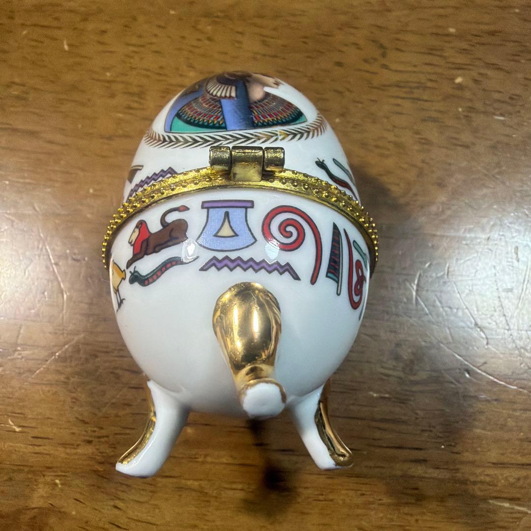 レア　エジプト風陶器製卵型オブジェ　海外製　　ヴィンテージ　アンティーク