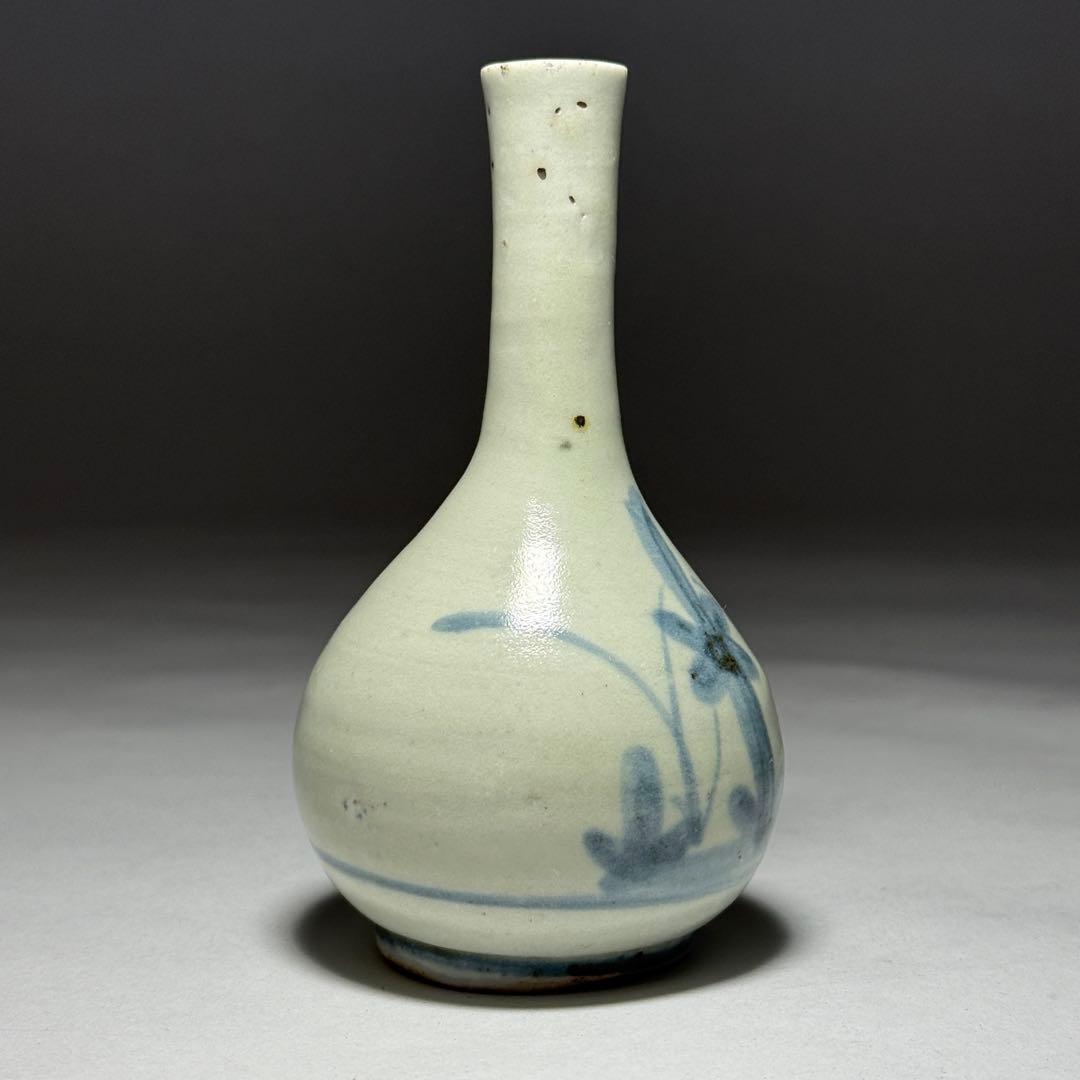 ◆古伊万里 染付草花文 御神酒徳利 一輪挿し 花瓶 江戸時代前期〜中期◆