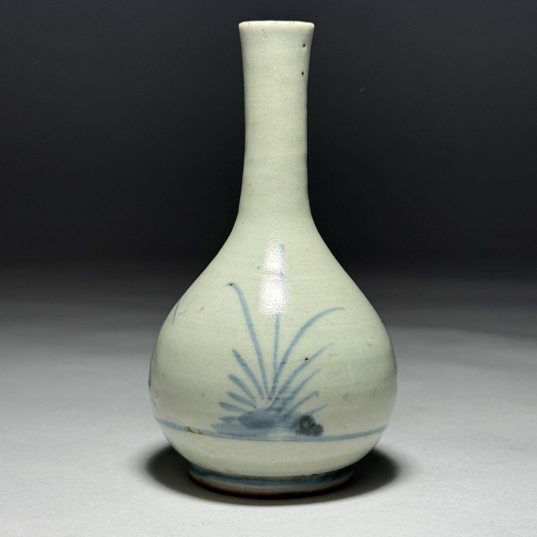 ◆古伊万里 染付草花文 御神酒徳利 一輪挿し 花瓶 江戸時代前期〜中期◆