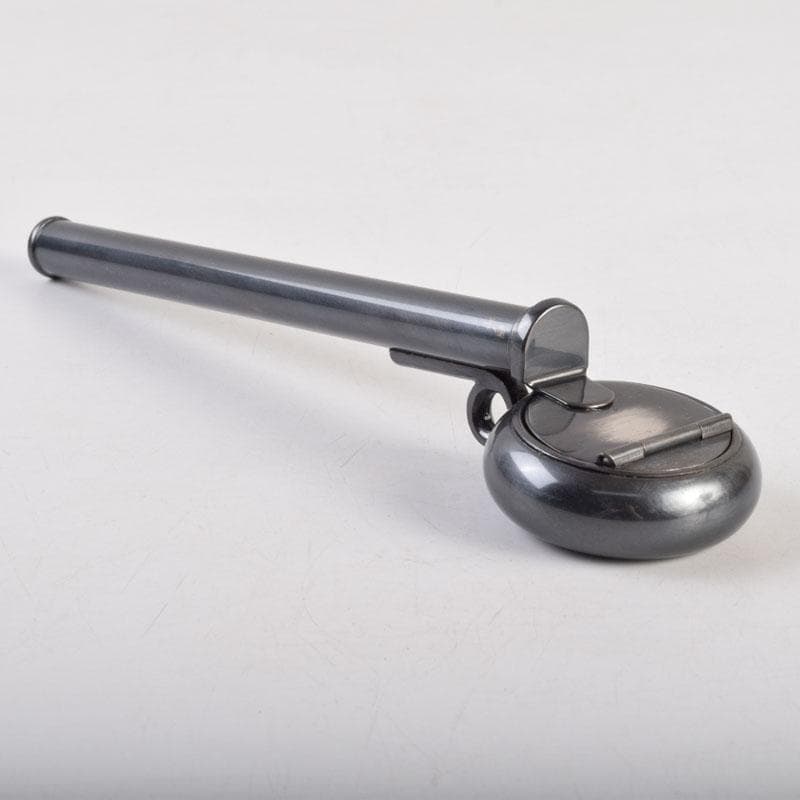 時代提げ物　書道具　古銅　華石作　丸壺矢立　筆付　C　8873