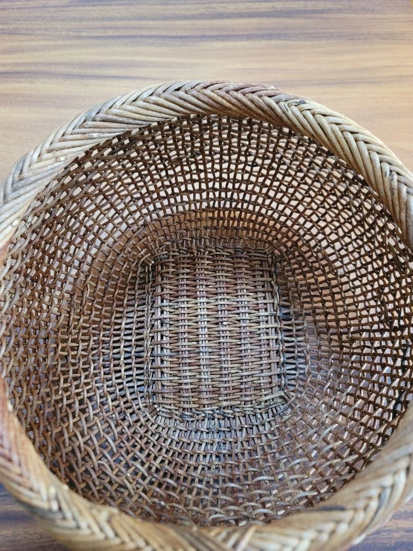 中川原信一さん作 あけびかご 人気作家　あけび籠　丸型　希少品