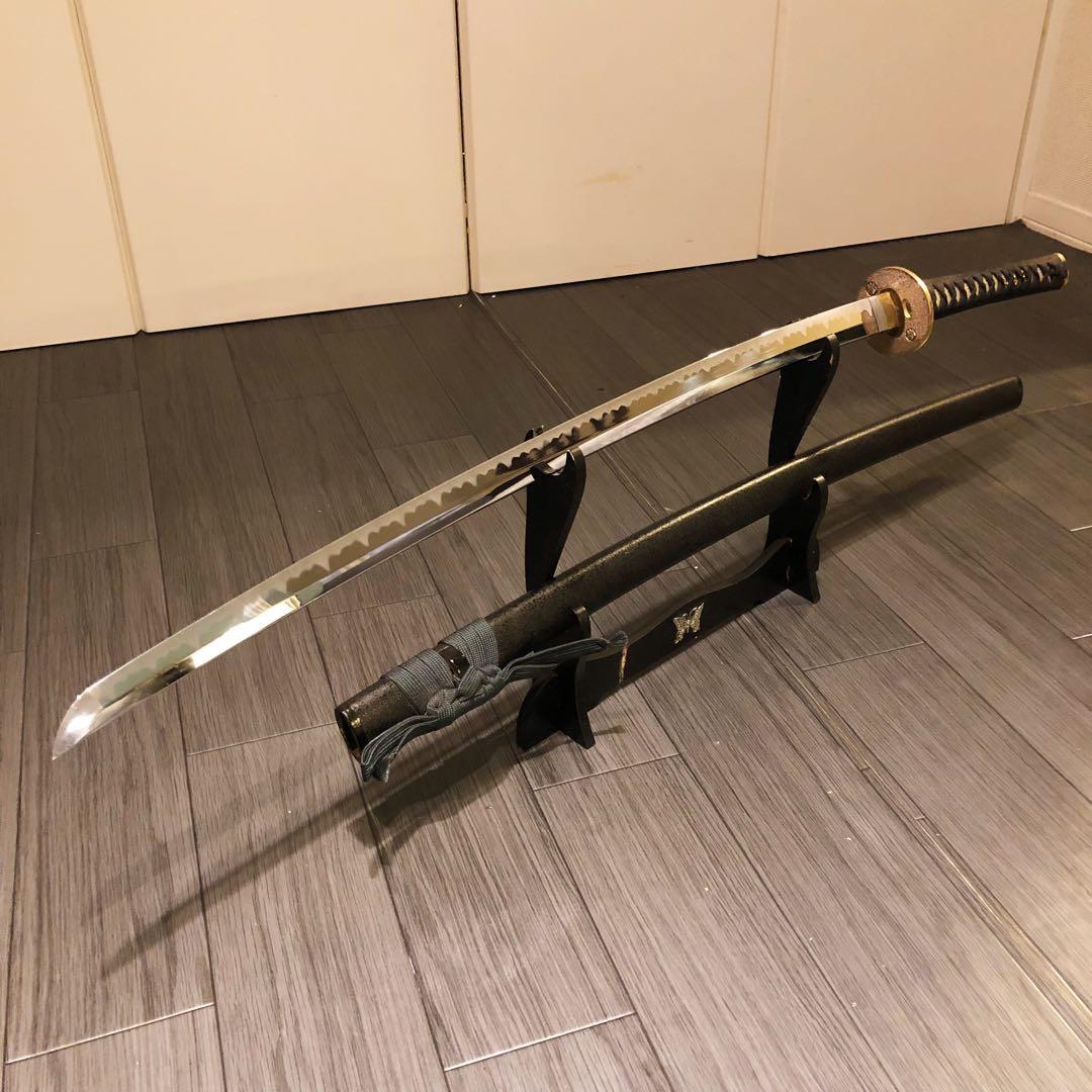 高級模造刀　居合刀　金の鍔　緑拵え