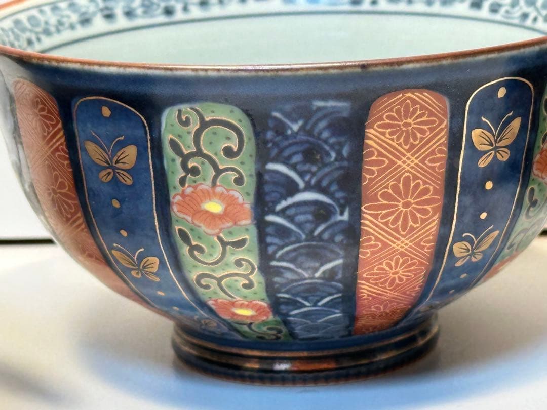 青と白の花柄 陶器ボウル 5個セット　有田焼　未使用