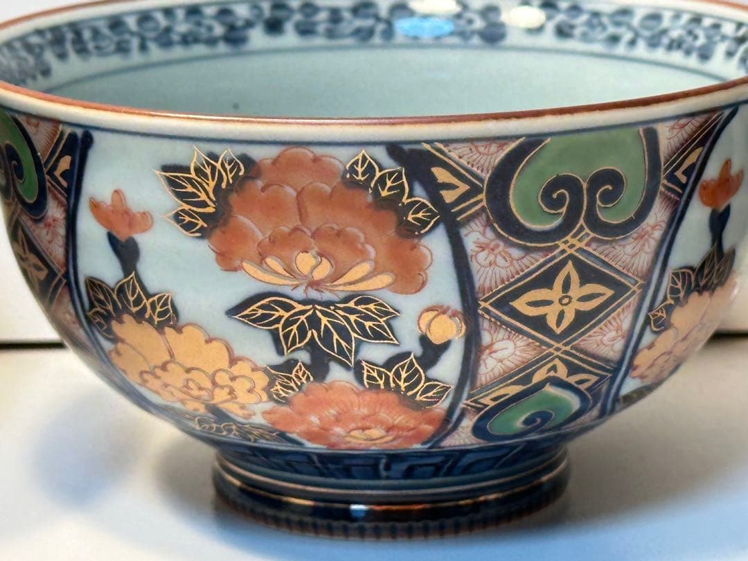 青と白の花柄 陶器ボウル 5個セット　有田焼　未使用