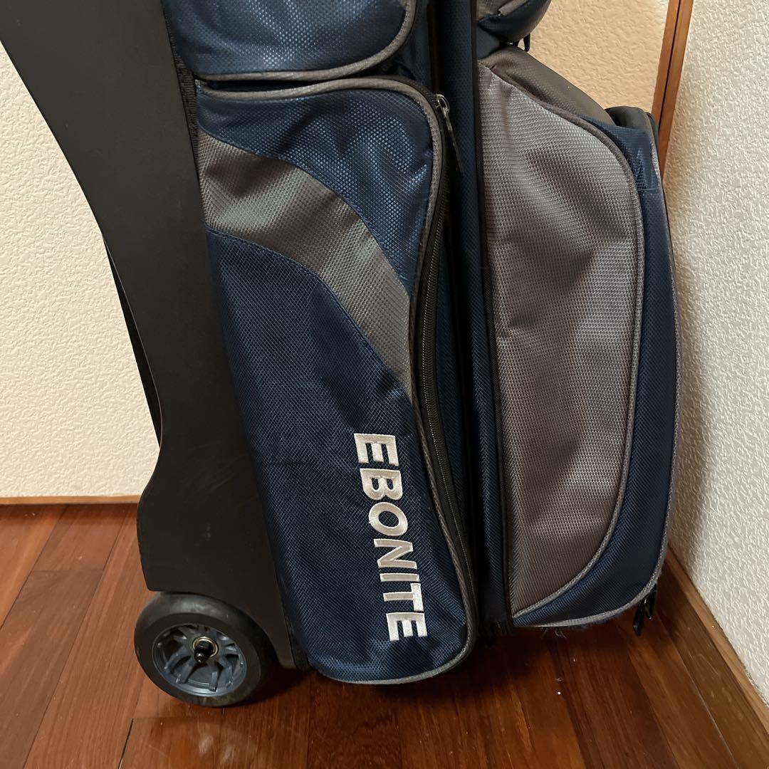 【希少品】 Ebonite ボウリング用バッグ 3個入り　キャリー　ネイビー