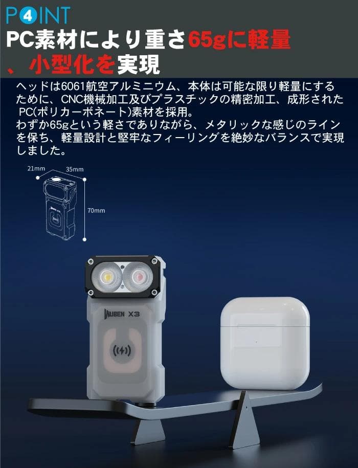 【ショールーム展示品美品】WUBEN品番【X3】フラッシュライト充電ボックス付