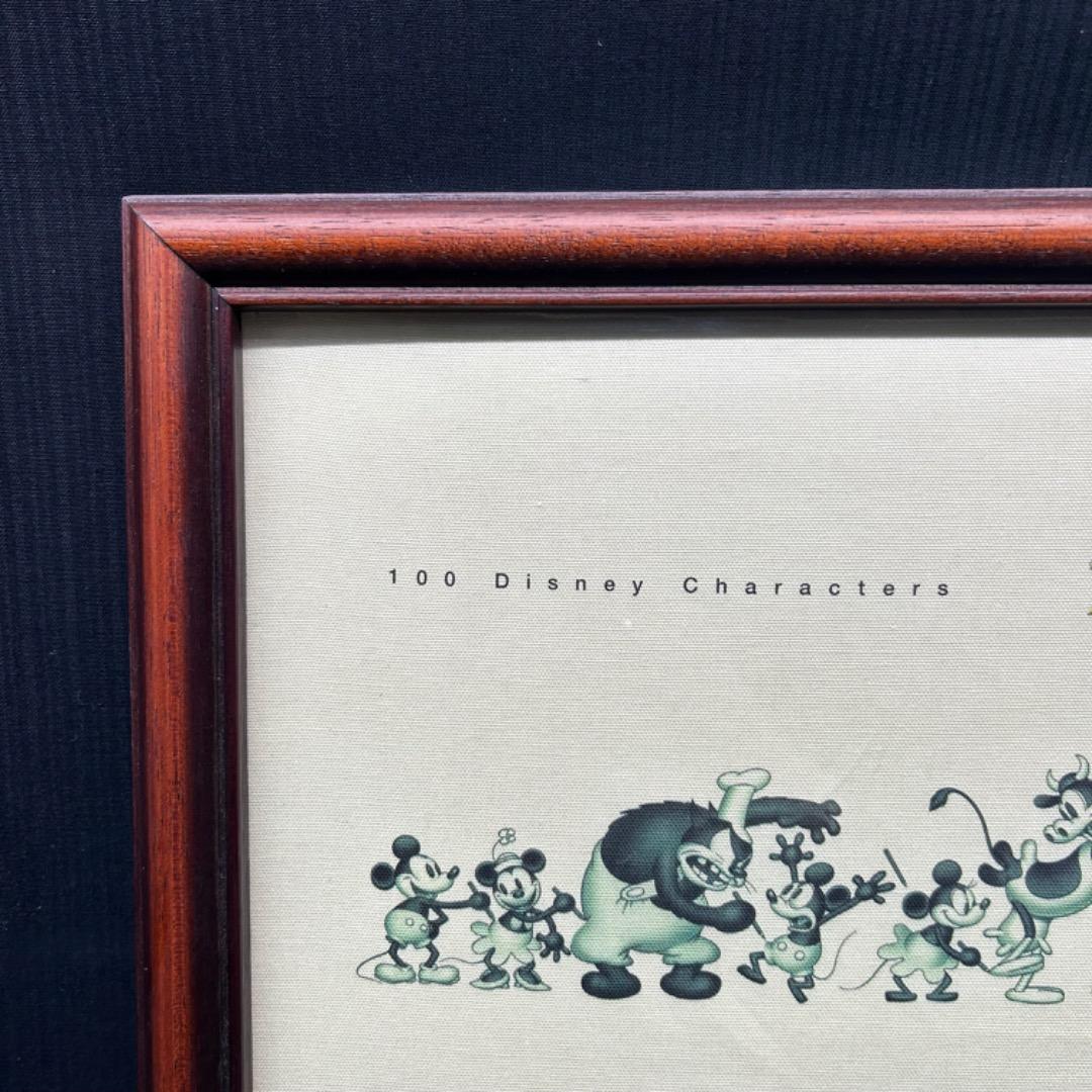 ▽Na右1007 ディズニー 1500枚限定 100周年記念　布ポスター 額装