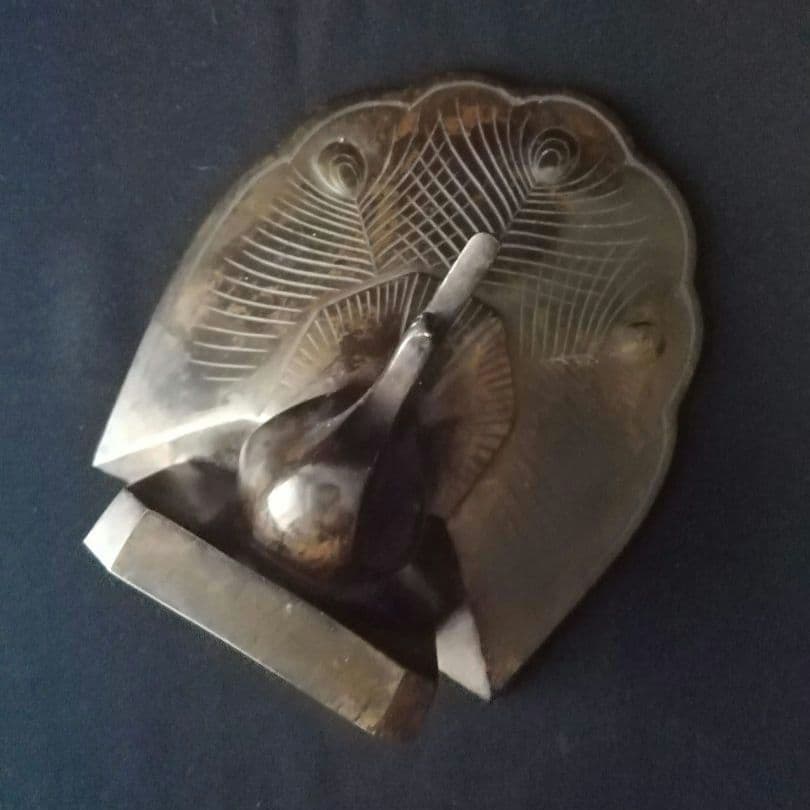 逸品　銅製　孔雀　アールデコ　オブジェ　ブックエンド　明治　金工　ヴィンテージ