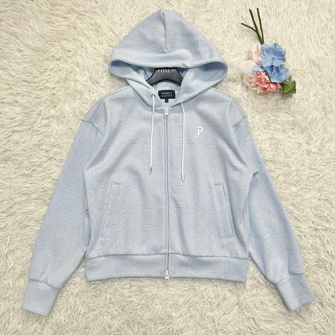 美品♡パーリーゲイツ 2023 パーカー ゼブラメッシュ BIGロゴ柄