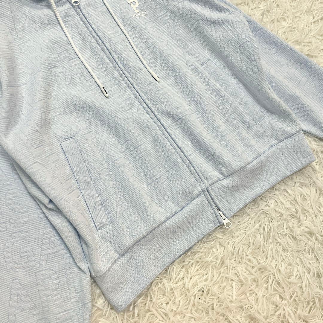 美品♡パーリーゲイツ 2023 パーカー ゼブラメッシュ BIGロゴ柄