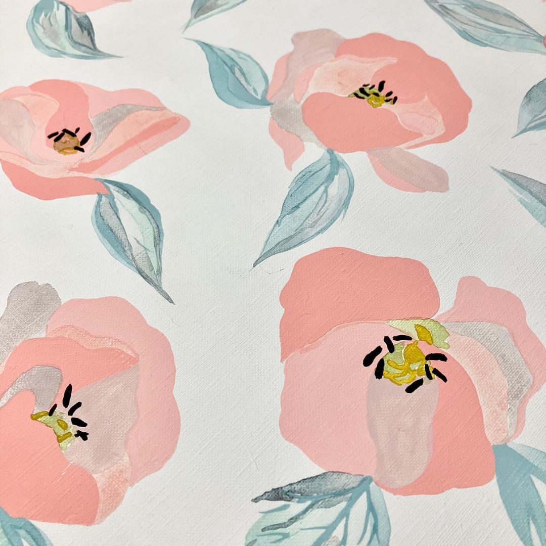 花柄アクリル絵画 大きめF10号キャンバス＊植物　インテリア　原画