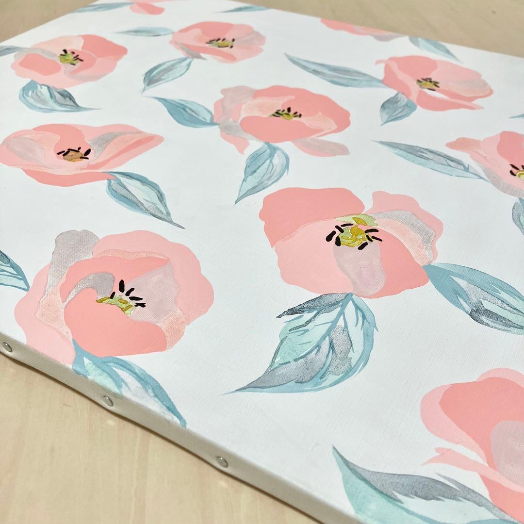 花柄アクリル絵画 大きめF10号キャンバス＊植物　インテリア　原画