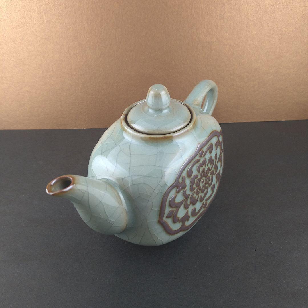 中国　人間国宝　毛正聪　毛正聡　竜泉青磁　茶壺　中国茶器　急須