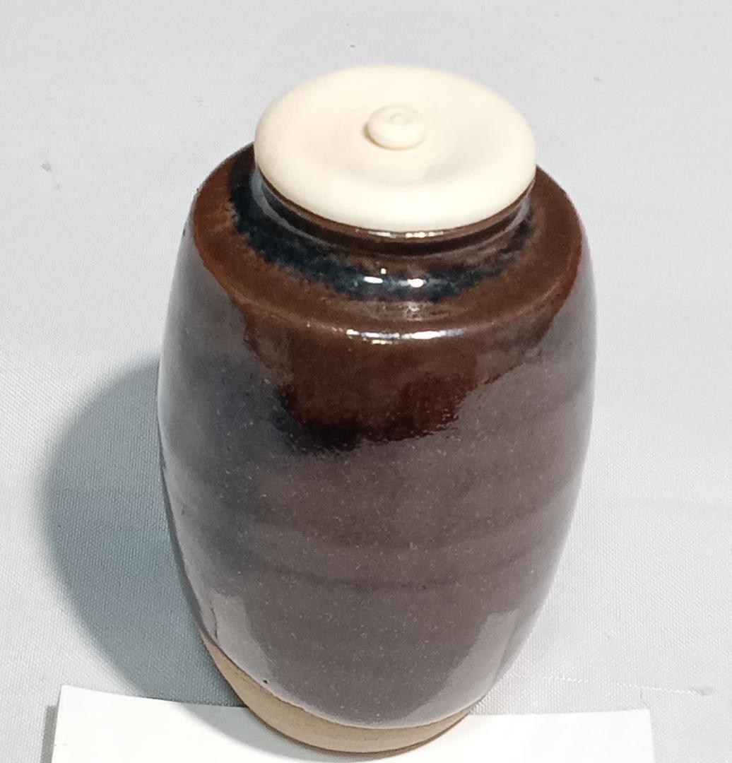 茶道具　京都清水焼　平安喜山作　肩衝茶入　吉野間道仕覆付　美品！！