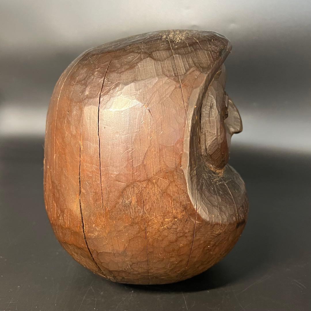 ◎古道具 庵々◎木彫 だるま 木型20cm◎張子型◎江戸時代郷土玩具古民具置物