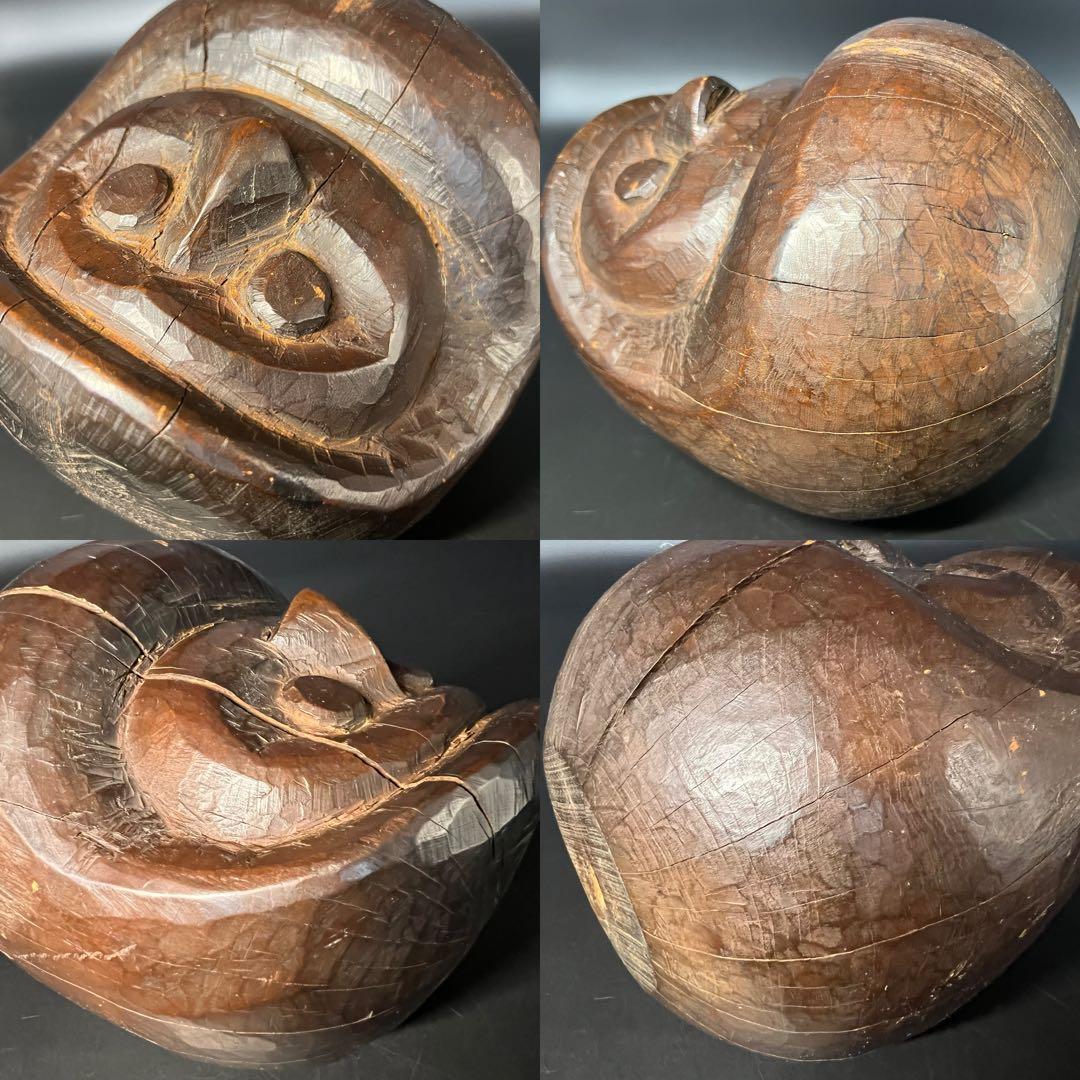 ◎古道具 庵々◎木彫 だるま 木型20cm◎張子型◎江戸時代郷土玩具古民具置物