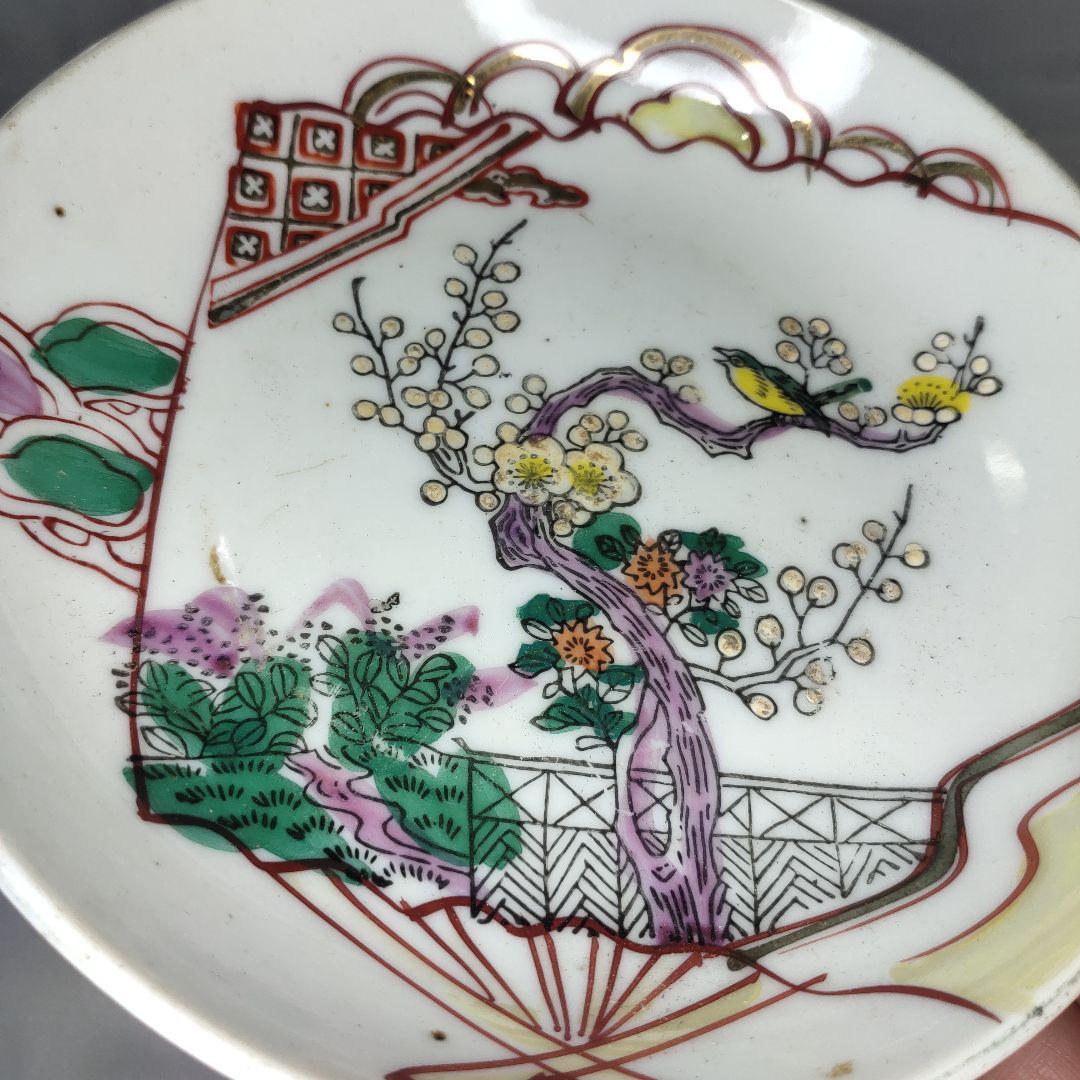 清朝磁器 中国骨董 粉彩小皿 花鳥図 手描き アンティーク コレクター放出 美品