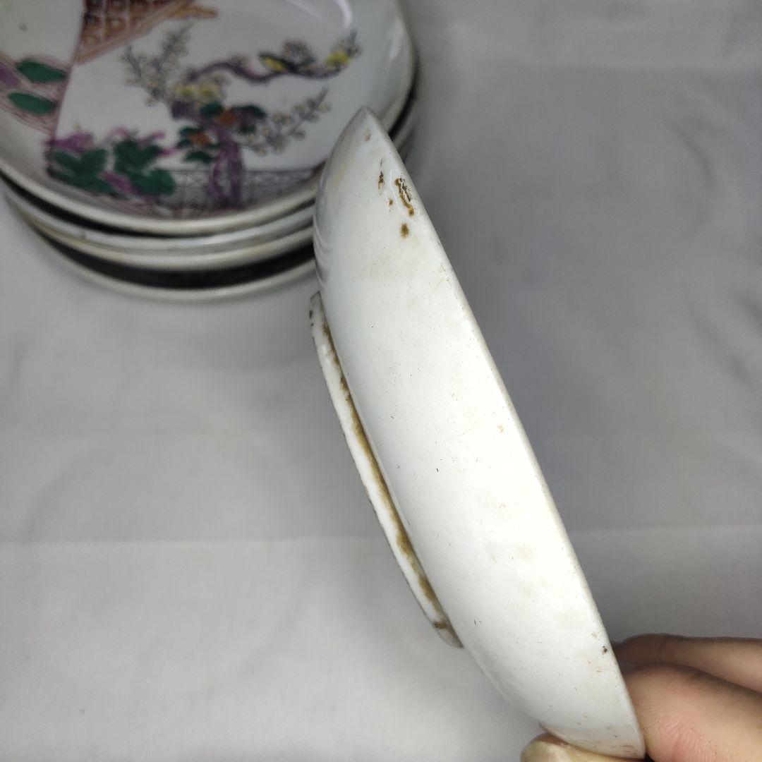 清朝磁器 中国骨董 粉彩小皿 花鳥図 手描き アンティーク コレクター放出 美品