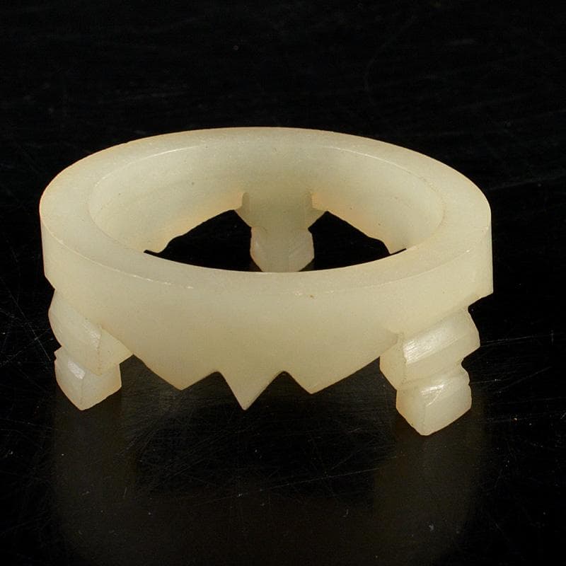 中国　玉石彫刻　小さな三足香炉　蓋炉　V　6621