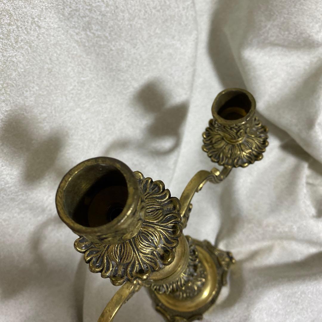 フランスアンティーク真鍮製キャンドルスタンド燭台３灯