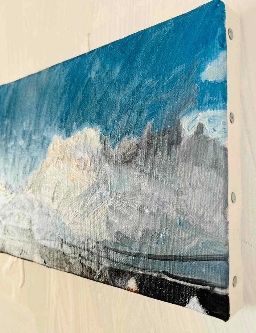 原画　油彩画「朝雲」絵画・アート・キャンバス・サムホールサイズ（16×23㎝）