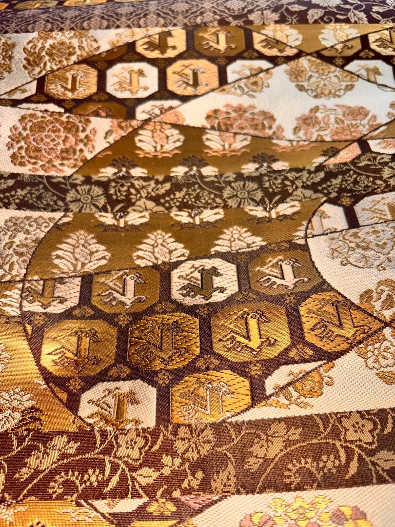 悠久の美　箔屋清兵衛　袋帯 美品 逸品 落款 箔 灰紫 お太鼓柄 正絹