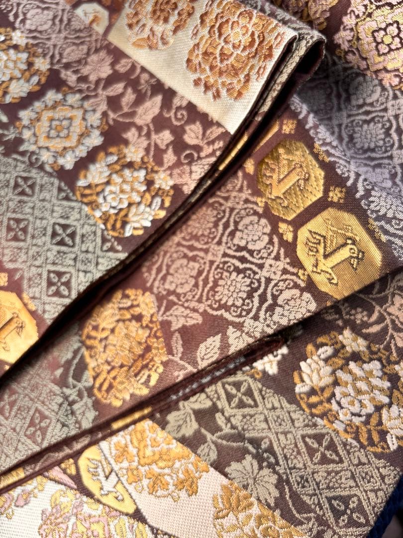 悠久の美　箔屋清兵衛　袋帯 美品 逸品 落款 箔 灰紫 お太鼓柄 正絹