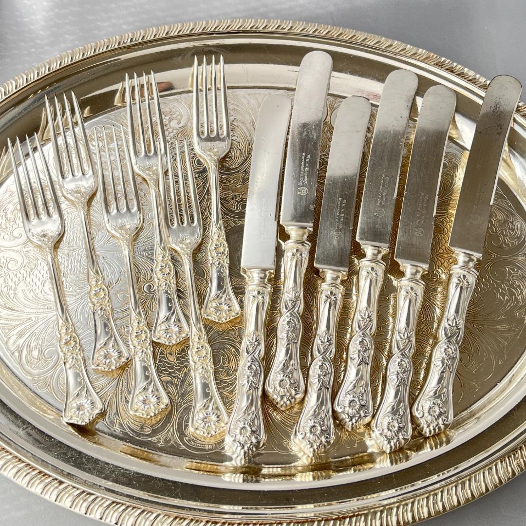 【WM A Rogers】アールヌーボー ディナーナイフ / フォーク 12本