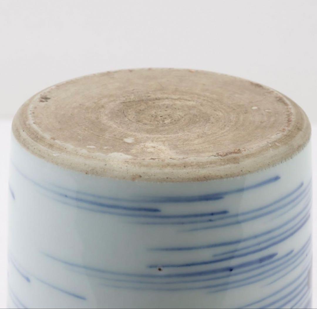 中国古美術品　清の早期　康熙　染付　青花風景筒瓶 H22.7×W7.9cm 合箱