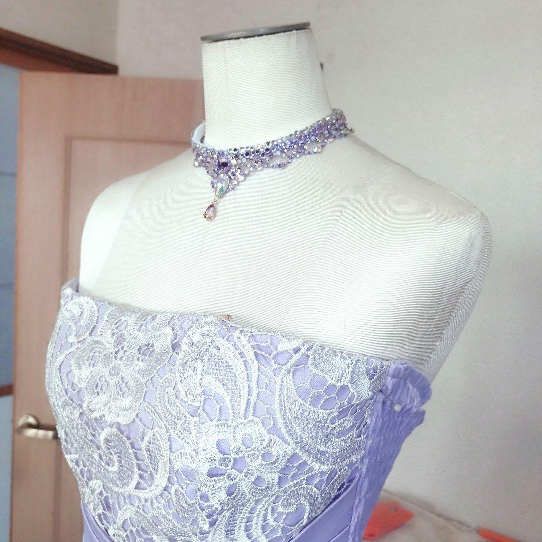 ビアンカ様ライラックのネックレス　イヤリング　髪飾り　バックチャーム　社交ダンス