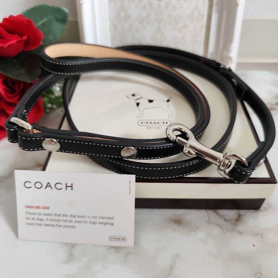 新品　COACH　コーチ　犬　リード　スモール　小型犬　ブラック　レザー　高級