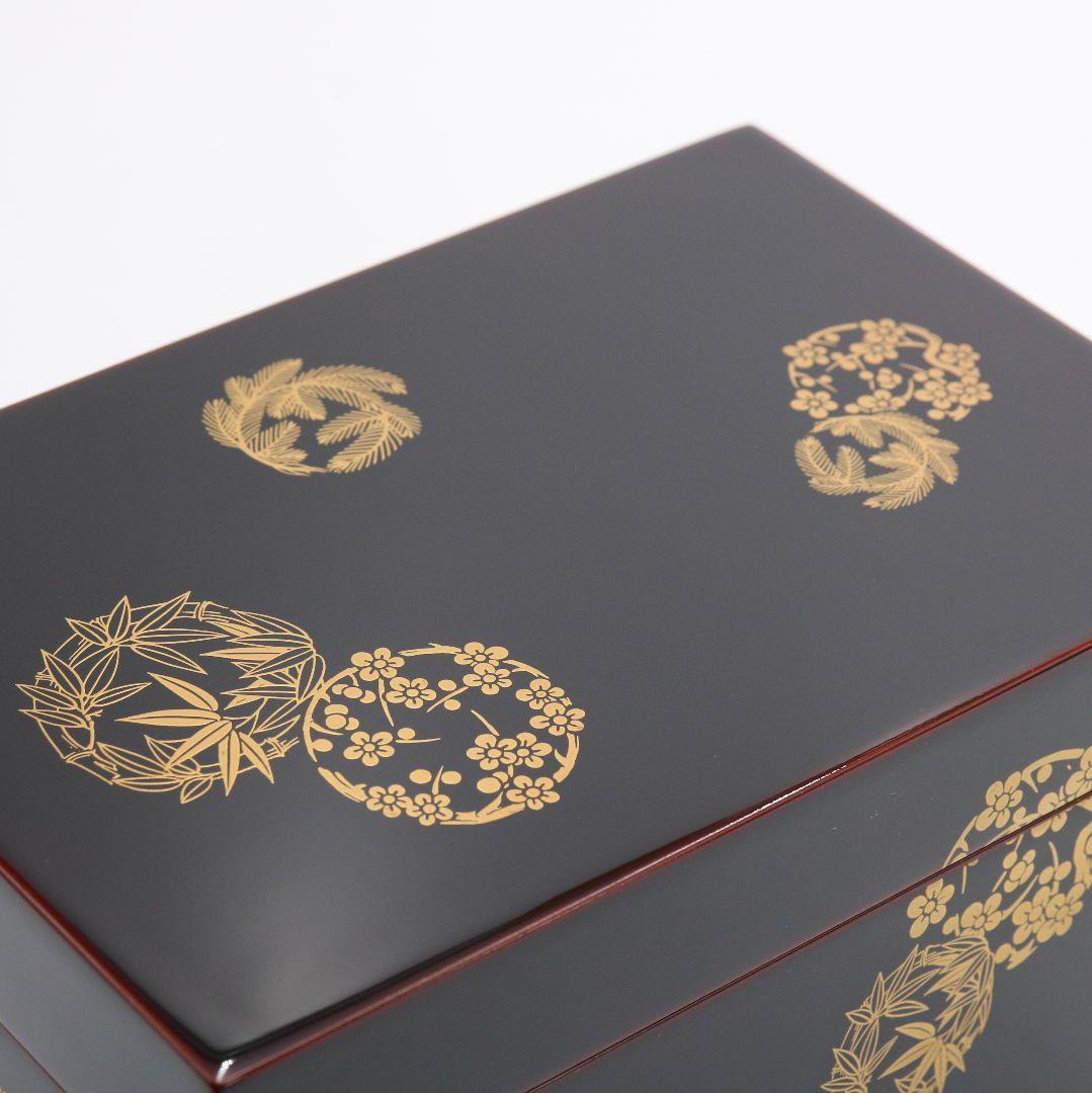 溜塗花丸利休茶箱 茶道具 紙箱付　V196　1F14D