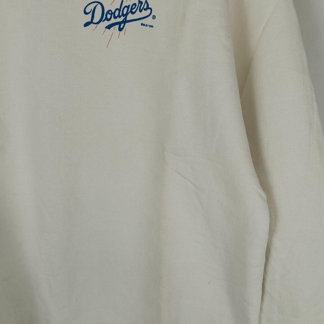 野茂英雄　ドジャース　プリント　スウェット　ホワイト　裏起毛　B4210