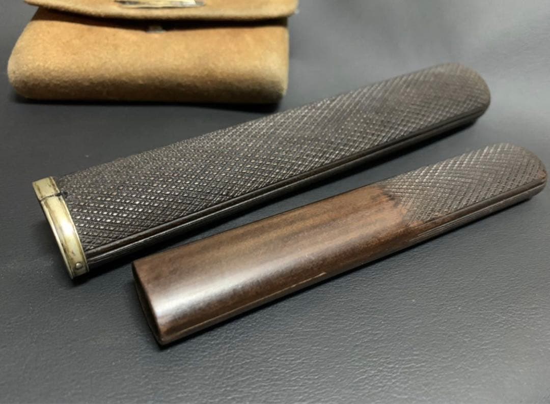 【提物・根付・印籠】煙草入れ＆キセル入れ かます 巾着袋 骨董 喫煙具 煙管
