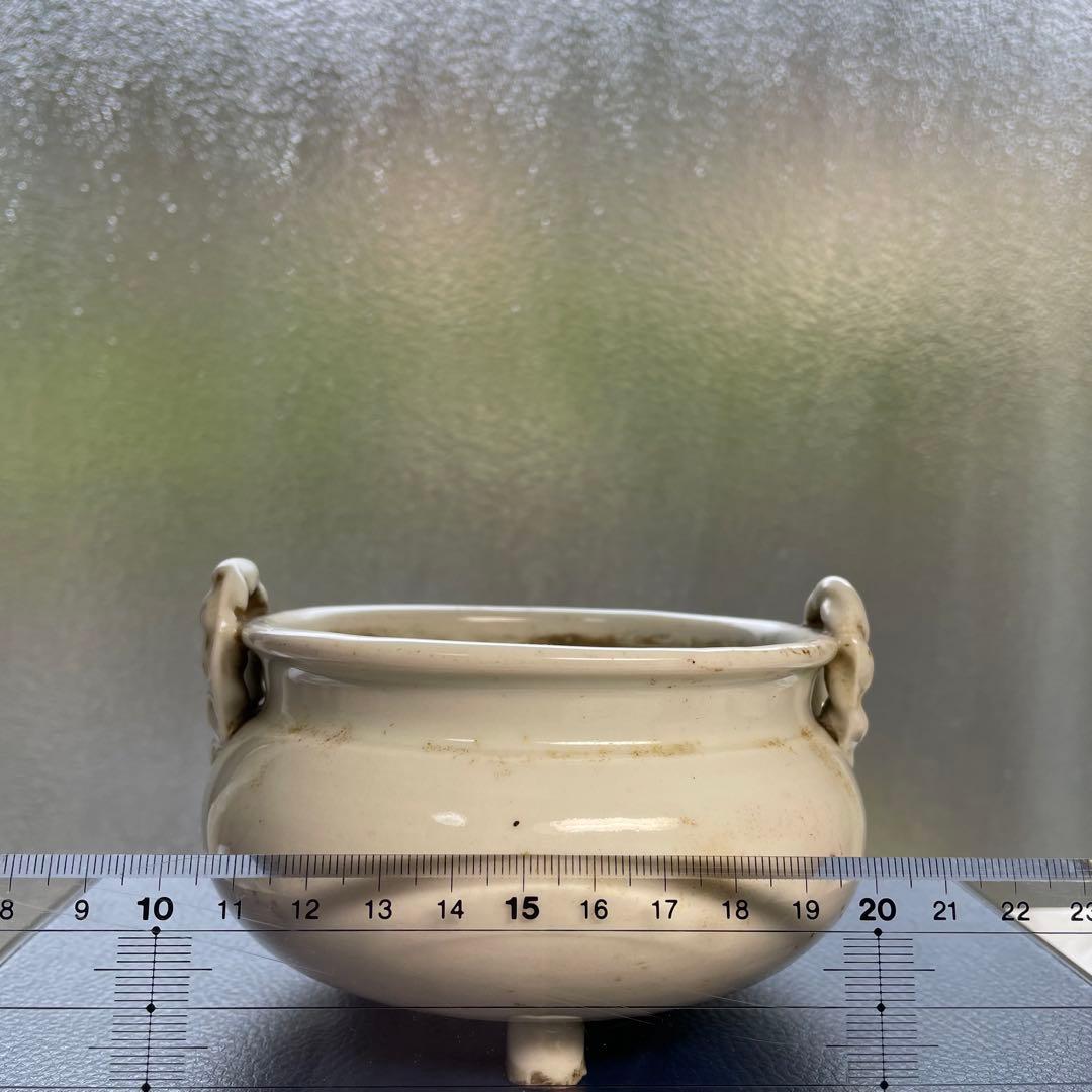 香炉　白磁　古陶磁器　骨董　アンティーク　China 三つ足　花　古玩　古美術