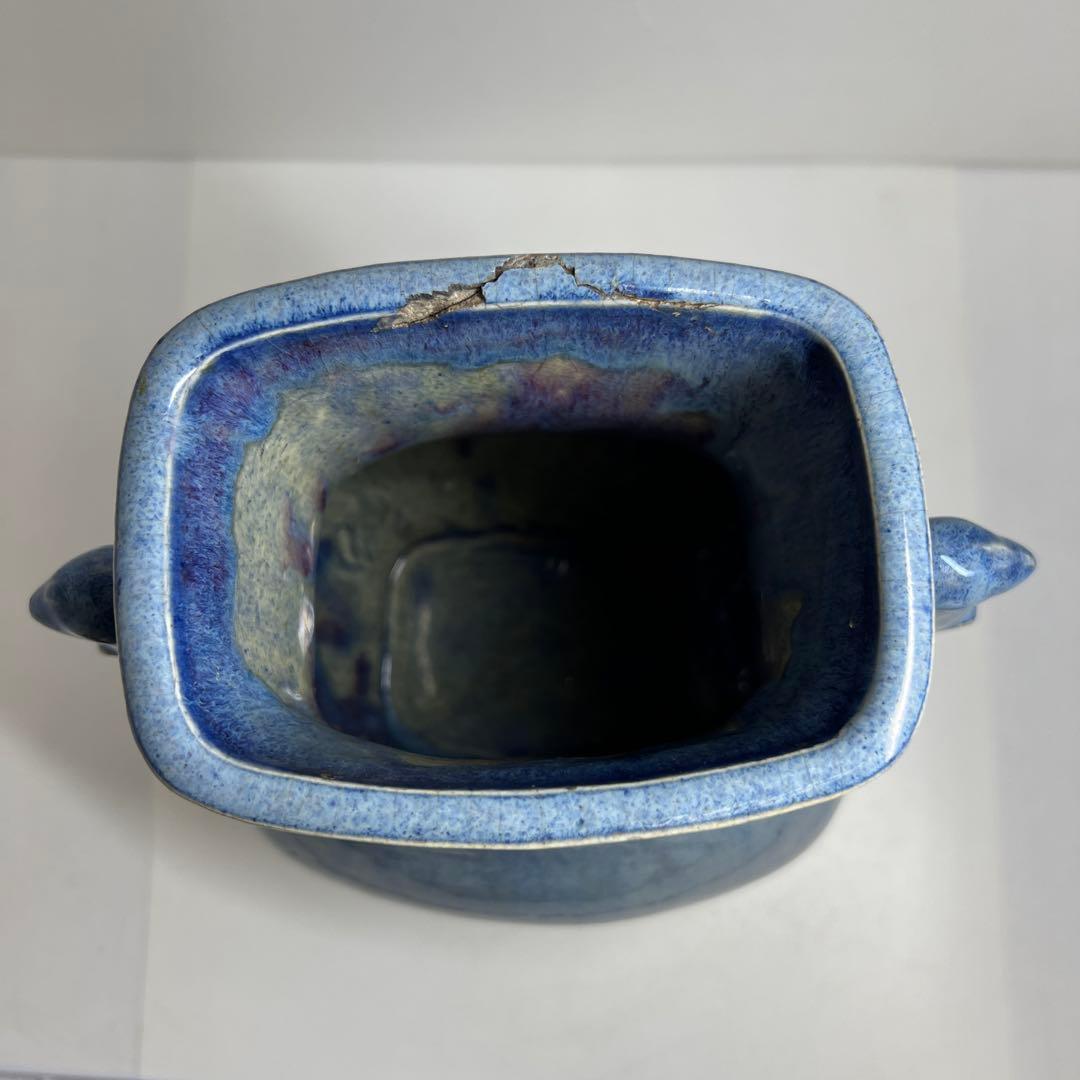 中国清時代　均窯鳥耳花瓶　高さ約30.5㎝　東Y7-1208☆2Fトコエサ