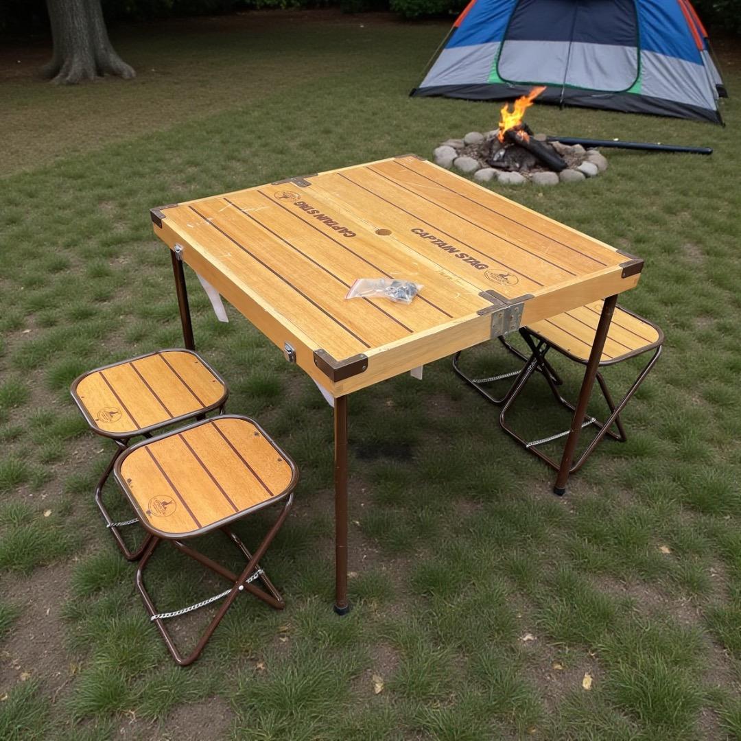 CAPTAIN STAG キャプテンスタッグ 折りたたみウッドテーブル＆チェア